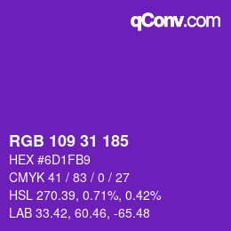 Color code: RGB 109 31 185 | qconv.com