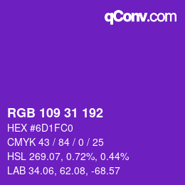 Color code: RGB 109 31 192 | qconv.com