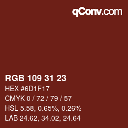 Color code: RGB 109 31 23 | qconv.com