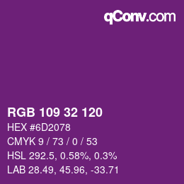 Color code: RGB 109 32 120 | qconv.com