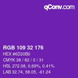 Color code: RGB 109 32 176 | qconv.com