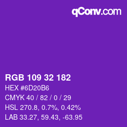Color code: RGB 109 32 182 | qconv.com