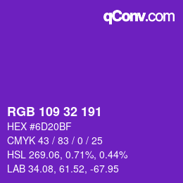 Color code: RGB 109 32 191 | qconv.com