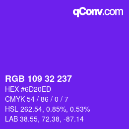 Color code: RGB 109 32 237 | qconv.com