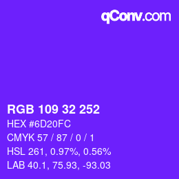 Color code: RGB 109 32 252 | qconv.com