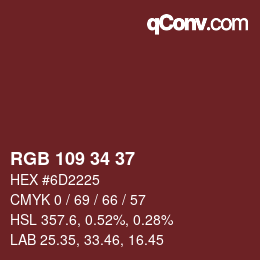Código de color: RGB 109 34 37 | qconv.com