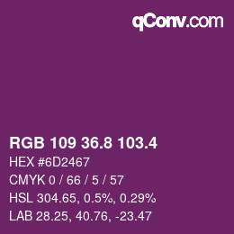 カラーコード: RGB 109 36.8 103.4 | qconv.com