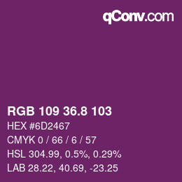 カラーコード: RGB 109 36.8 103 | qconv.com