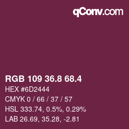 カラーコード: RGB 109 36.8 68.4 | qconv.com