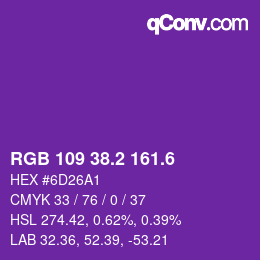 カラーコード: RGB 109 38.2 161.6 | qconv.com