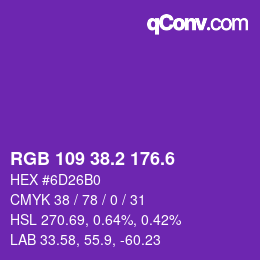 カラーコード: RGB 109 38.2 176.6 | qconv.com
