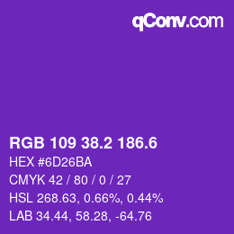 カラーコード: RGB 109 38.2 186.6 | qconv.com