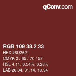 Color code: RGB 109 38.2 33 | qconv.com