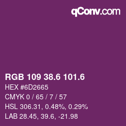 カラーコード: RGB 109 38.6 101.6 | qconv.com