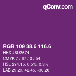 カラーコード: RGB 109 38.6 116.6 | qconv.com