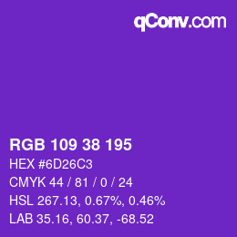 Color code: RGB 109 38 195 | qconv.com