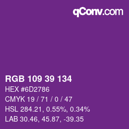 Color code: RGB 109 39 134 | qconv.com