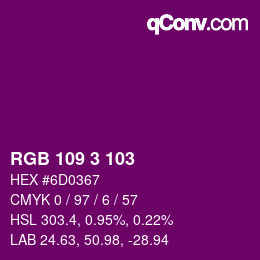 Color code: RGB 109 3 103 | qconv.com