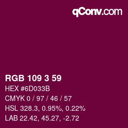 Color code: RGB 109 3 59 | qconv.com