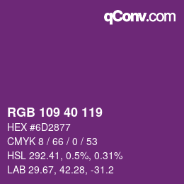 Farbcode: RGB 109 40 119 | qconv.com