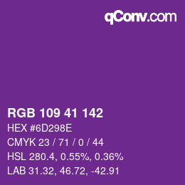 Color code: RGB 109 41 142 | qconv.com