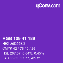 颜色代码: RGB 109 41 189 | qconv.com