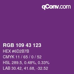 Color code: RGB 109 43 123 | qconv.com
