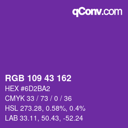 颜色代码: RGB 109 43 162 | qconv.com