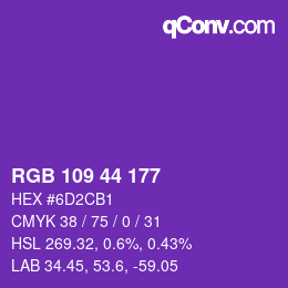 Color code: RGB 109 44 177 | qconv.com