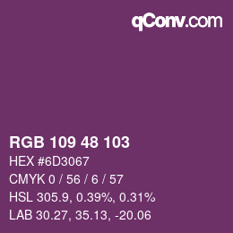 Color code: RGB 109 48 103 | qconv.com