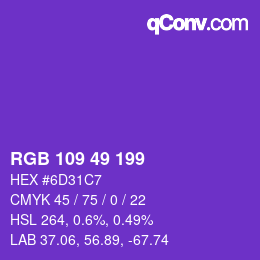 Color code: RGB 109 49 199 | qconv.com