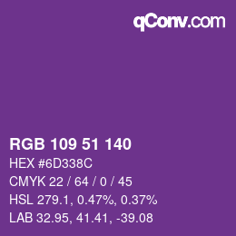Farbcode: RGB 109 51 140 | qconv.com