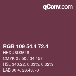 カラーコード: RGB 109 54.4 72.4 | qconv.com