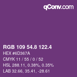 カラーコード: RGB 109 54.8 122.4 | qconv.com