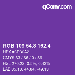 カラーコード: RGB 109 54.8 162.4 | qconv.com
