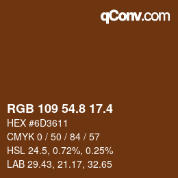 カラーコード: RGB 109 54.8 17.4 | qconv.com