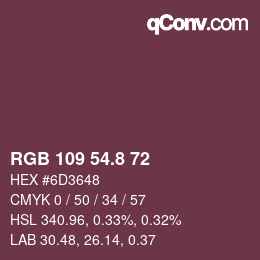 カラーコード: RGB 109 54.8 72 | qconv.com