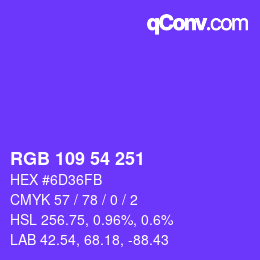 Color code: RGB 109 54 251 | qconv.com