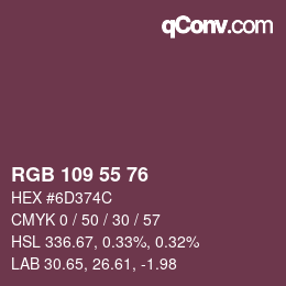 カラーコード: RGB 109 55 76 | qconv.com