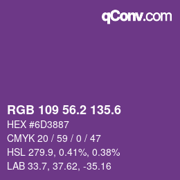 カラーコード: RGB 109 56.2 135.6 | qconv.com