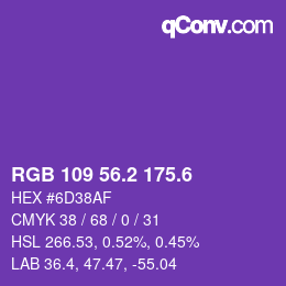 カラーコード: RGB 109 56.2 175.6 | qconv.com