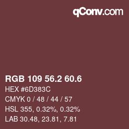 カラーコード: RGB 109 56.2 60.6 | qconv.com