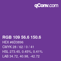 カラーコード: RGB 109 56.6 150.6 | qconv.com