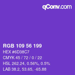 カラーコード: RGB 109 56 199 | qconv.com