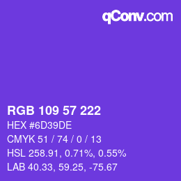 カラーコード: RGB 109 57 222 | qconv.com