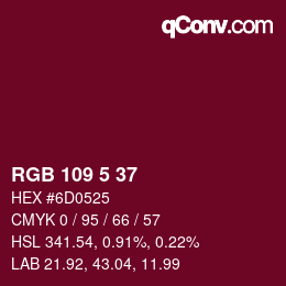 Color code: RGB 109 5 37 | qconv.com