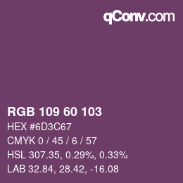 颜色代码: RGB 109 60 103 | qconv.com