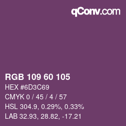 颜色代码: RGB 109 60 105 | qconv.com