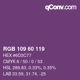 颜色代码: RGB 109 60 119 | qconv.com