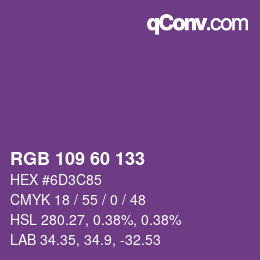 颜色代码: RGB 109 60 133 | qconv.com